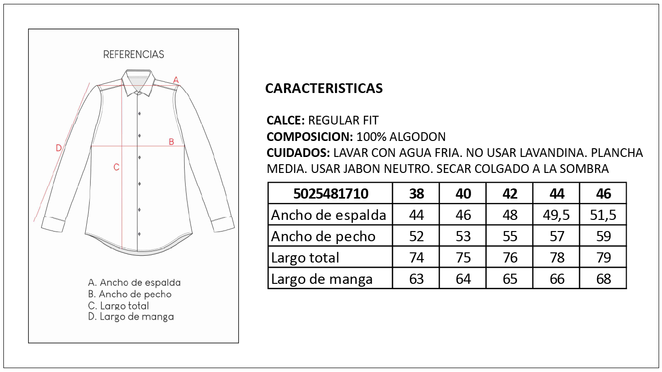Tabla de Medidas Camisas Britches
